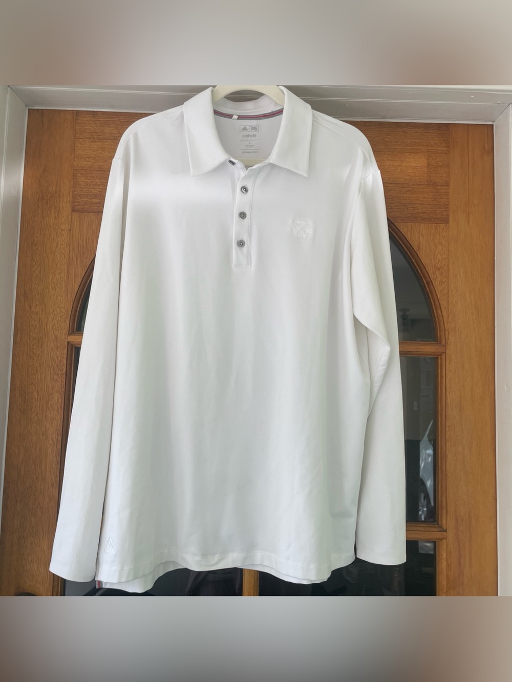 Adidas Adipure Men’s White Long Sleeve Polo Cyprus Point Club Logo Size Large